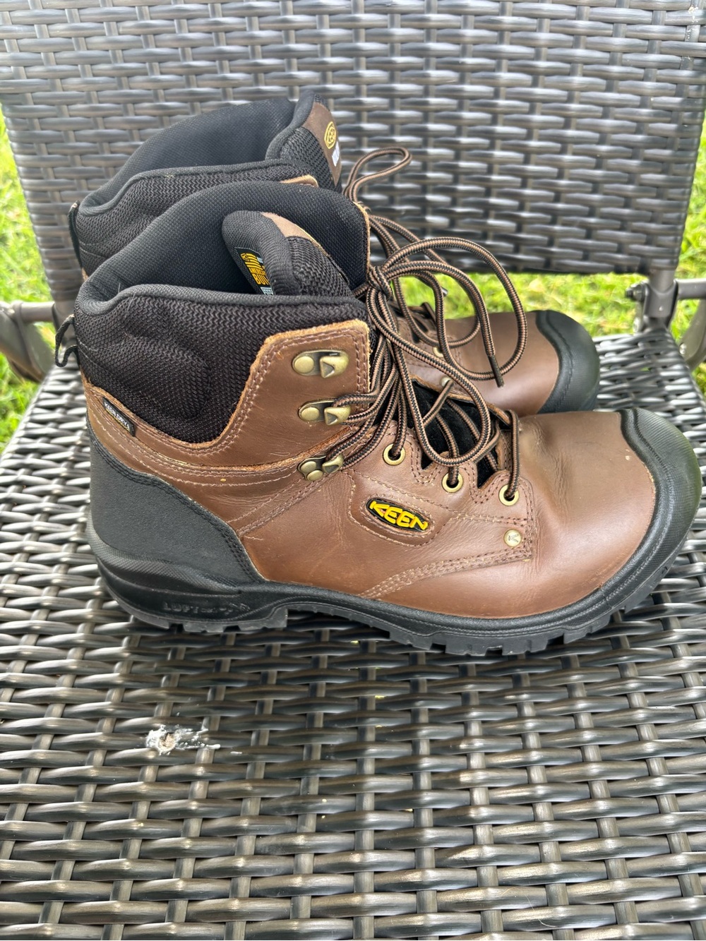 Keen Men's Brown and Black Waterproof Work Boots